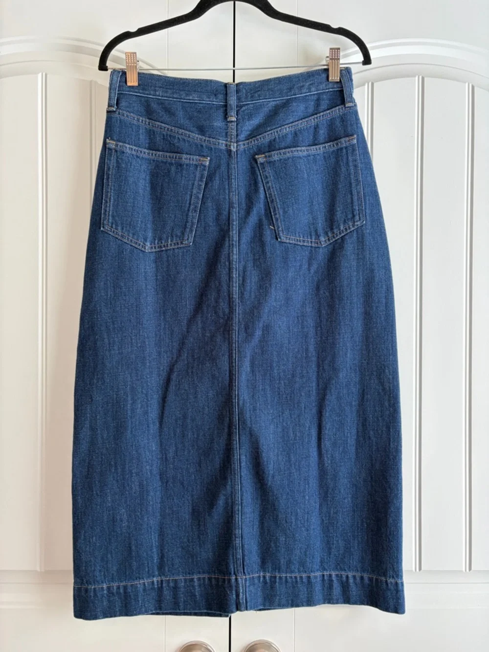 J.Crew NWT Denim Front Slit Midi Skirt in Medium Rinse Wash Women's Size‎ 28